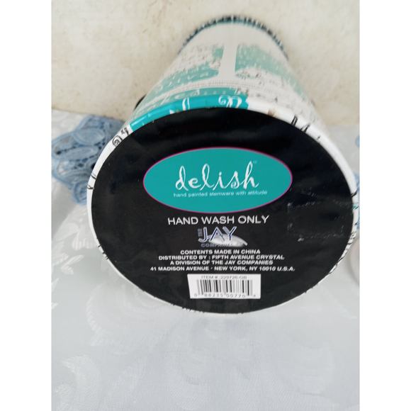 Delish Hand Painted Wine Glass My BFF with Pink Orange Purple Flowers 9" - Picture 6 of 6